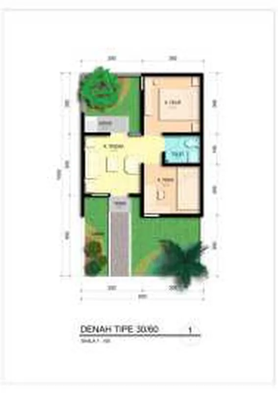 Denah berwarna rumah tipe 30/60